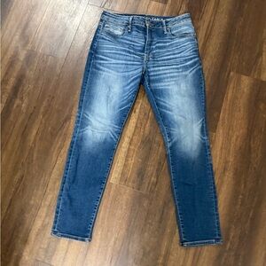 American Eagle Blue Washed Athletic Skinny Jeans 33x30